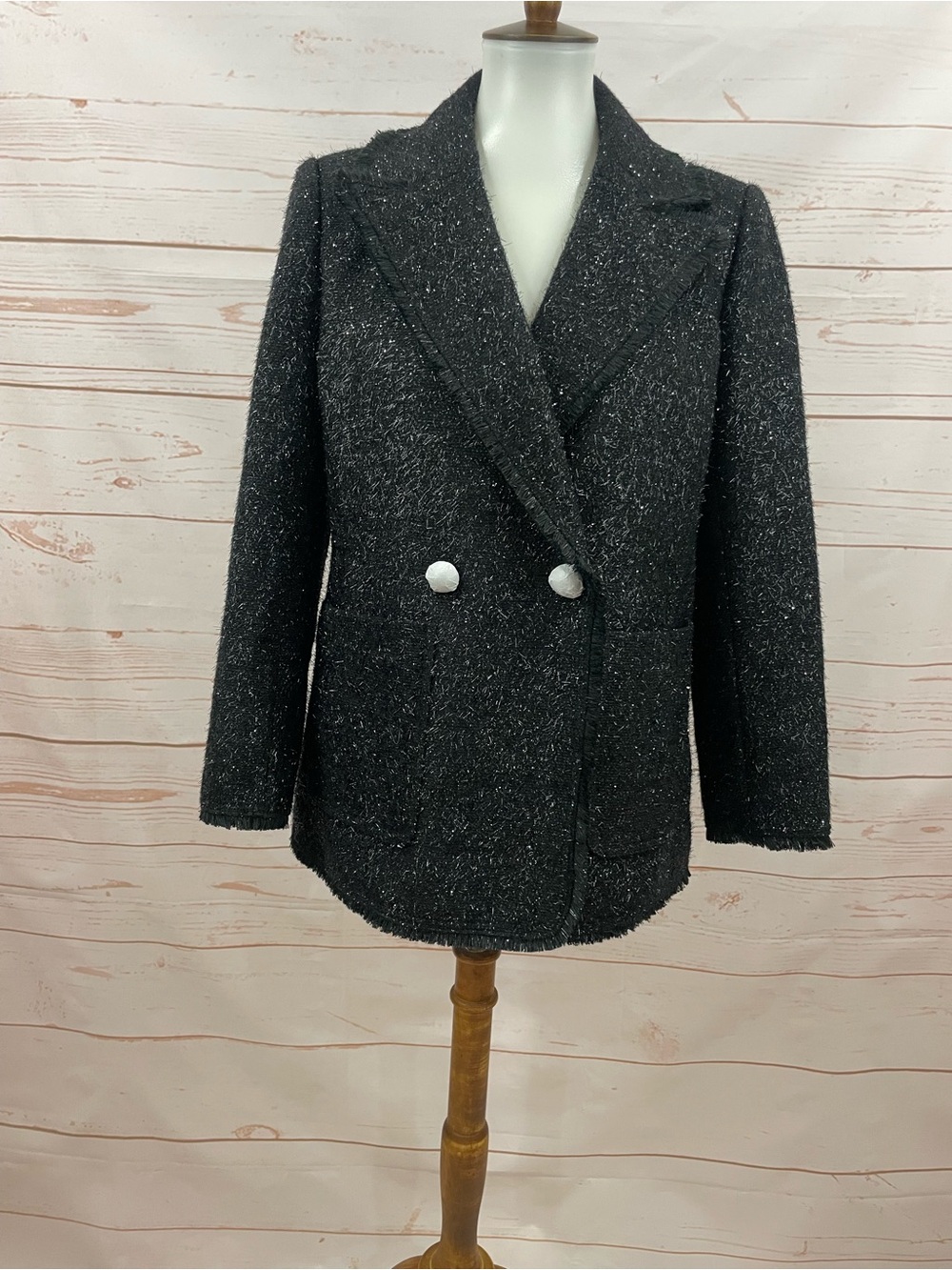 NEW Kate Spade Black Tinsel Tweed Jacket Blazer size 8